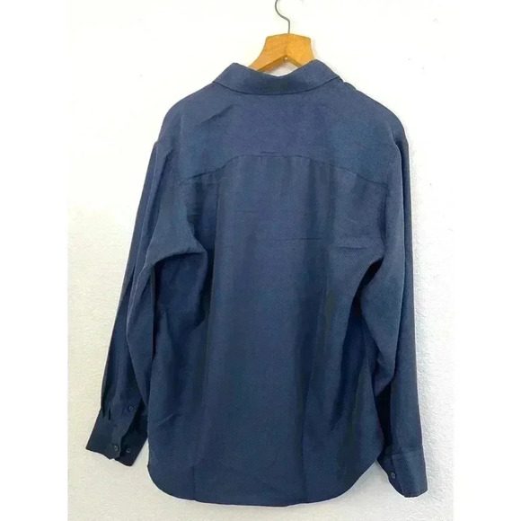 Bugatchi Uomo Men's Button Up Long Sleeve Dress Shirt Dark Blue Collared Medium - Picture 2 of 10